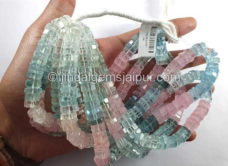 Multi Aquamarine Step Cut Bolt Shape Big Beads