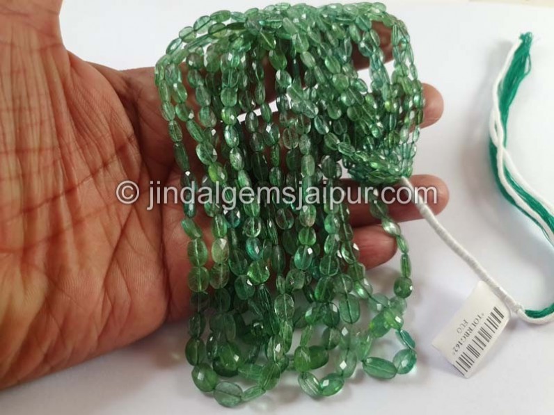 Green Tourmaline Faceted Oval Beads