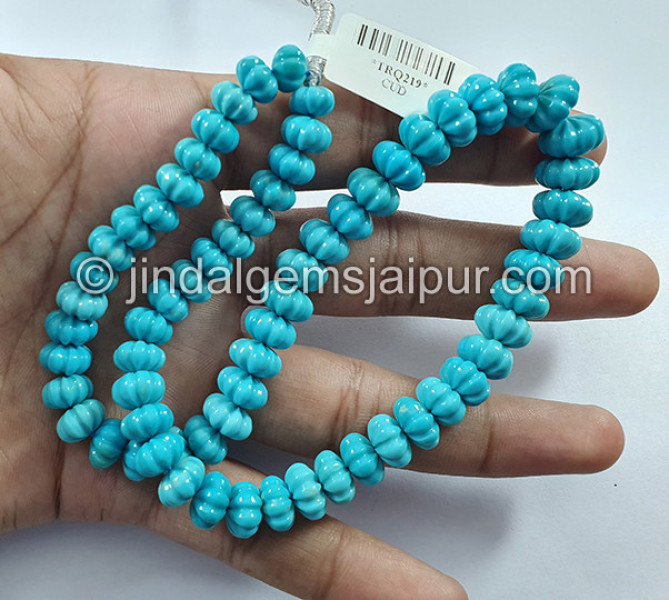 Natural Arizona Turquoise Carved Pumpkin Shape Beads