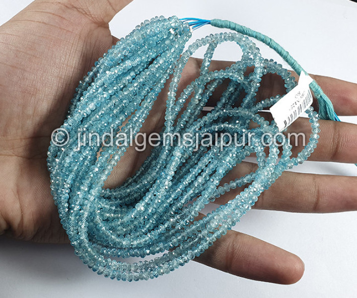 Blue Zircon Faceted Roundelle Shape Beads