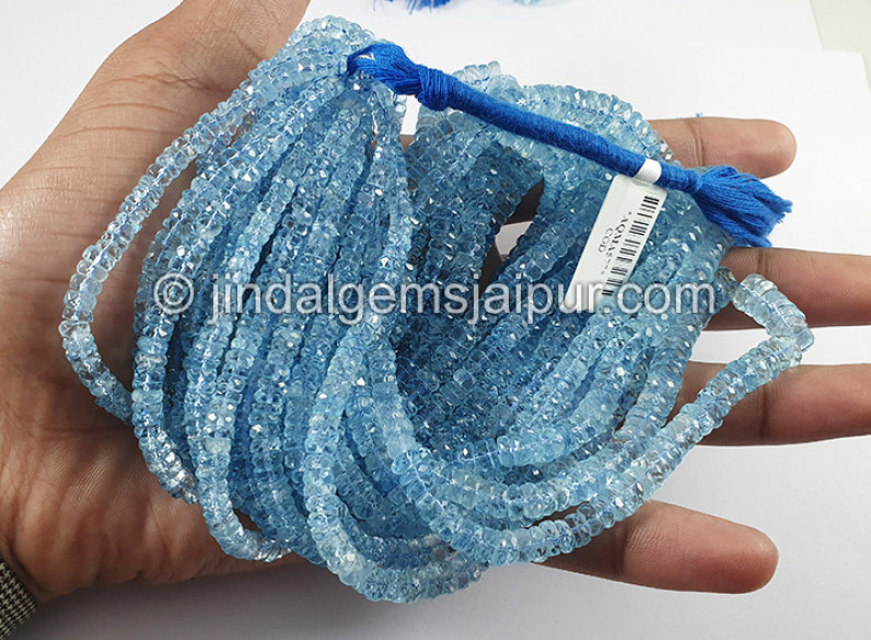 Devil Aquamarine Faceted Tyre Shape Beads