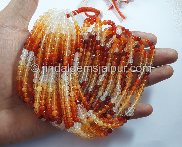 Fire Opal Faceted Round Balls Beads