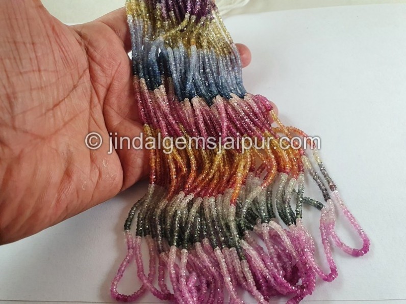 Multi Sapphire Faceted Roundelle Beads
