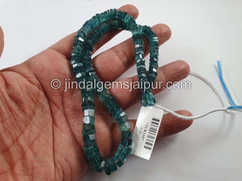 Indicolite Blue Tourmaline Step Cut Roundelle Beads