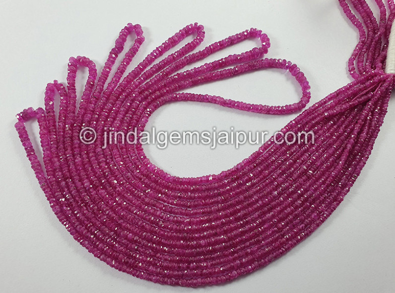 Pink Sapphire Faceted Roundelle Shape Beads