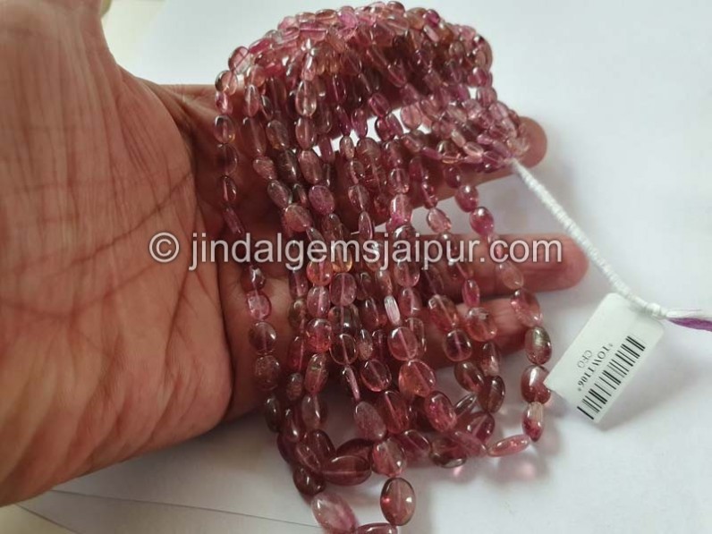 Pink Bi Color Tourmaline Smooth Oval Beads