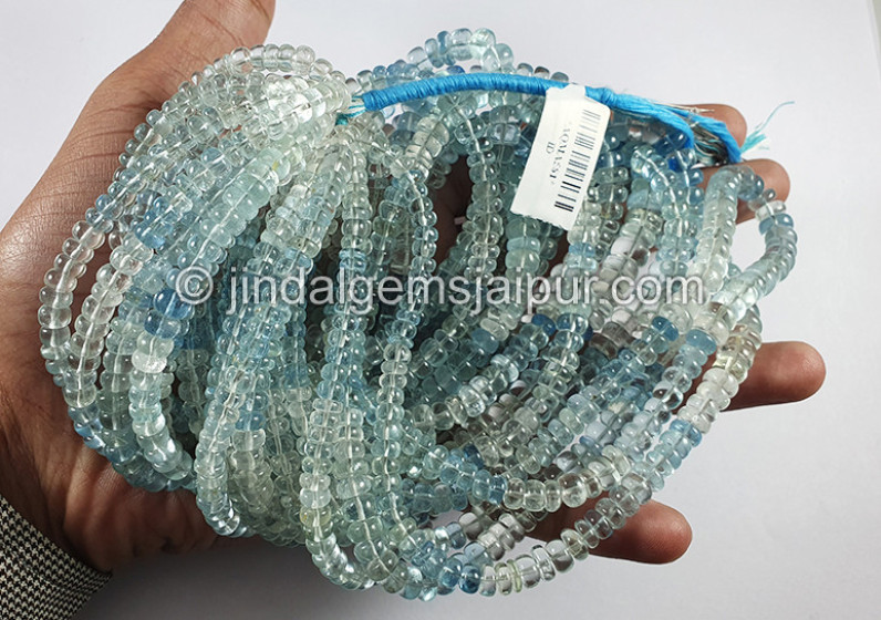Aquamarine Shaded Smooth Roundelle Shape Beads