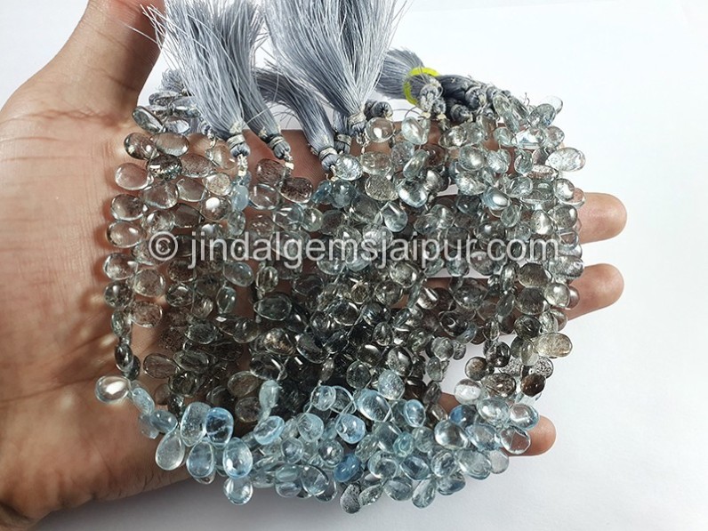 Moss Aquamarine Smooth Pear Shape Big Beads