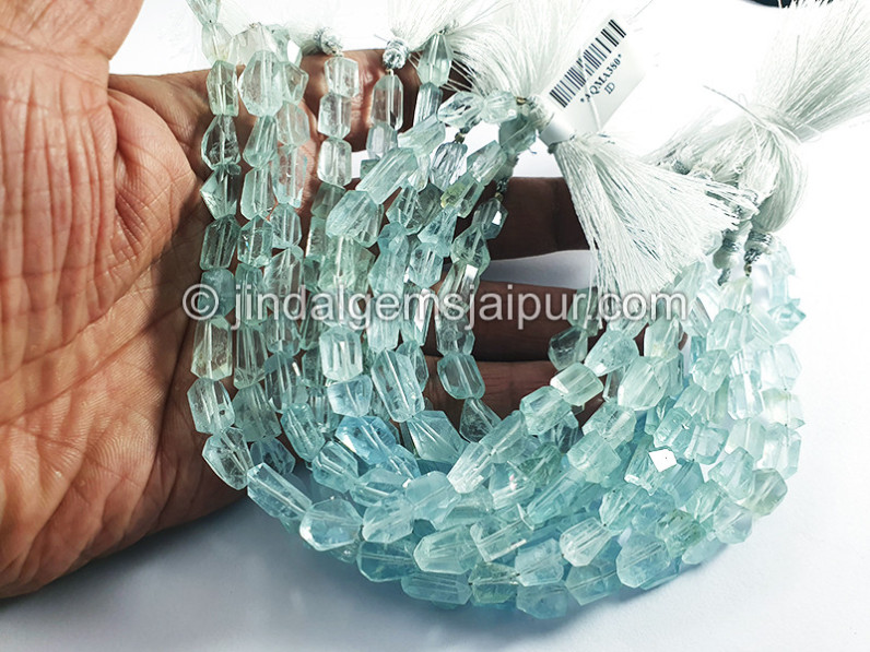 Aquamarine Faceted Nuggets Shape Beads