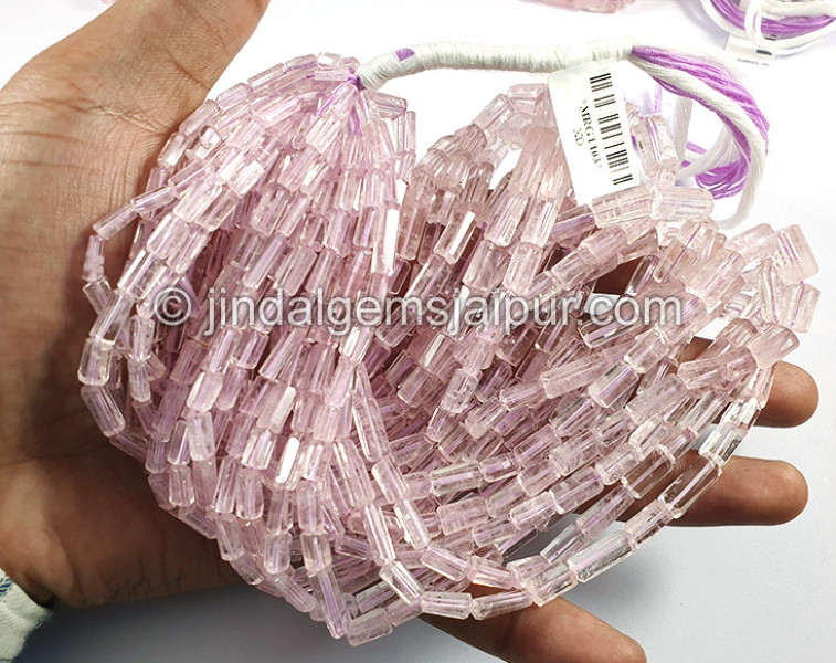 Pink Morganite Step Cut Pipe Shape Beads