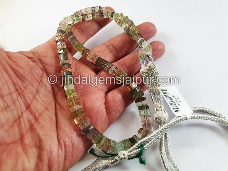 Multi Tourmaline Cut Bolt Shape Beads