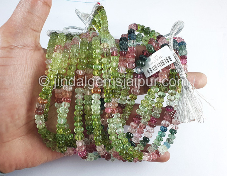 Tourmaline Carved Pumpkin Shape Beads