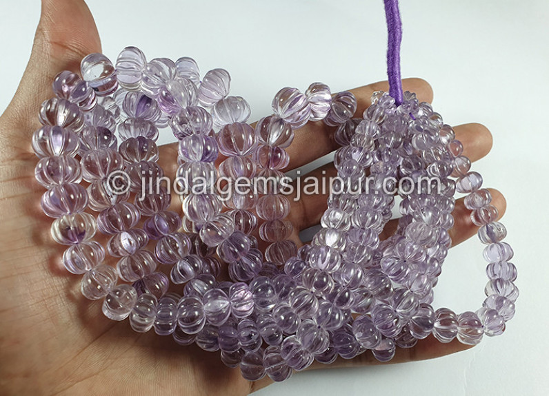 Amethyst Carved Pumpkin Shape Beads