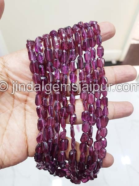 Rhodolite Garnet Faceted Nuggets Shape Beads