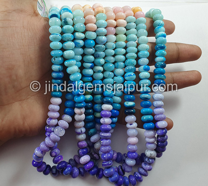 Multi Opal Dyed Smooth Roundelle Shape Beads