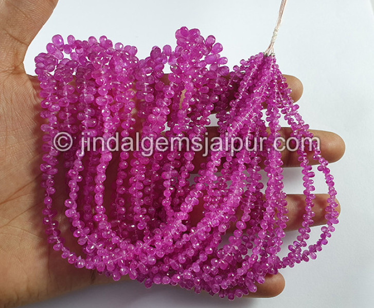 Pink Sapphire Faceted Drops Shape Beads