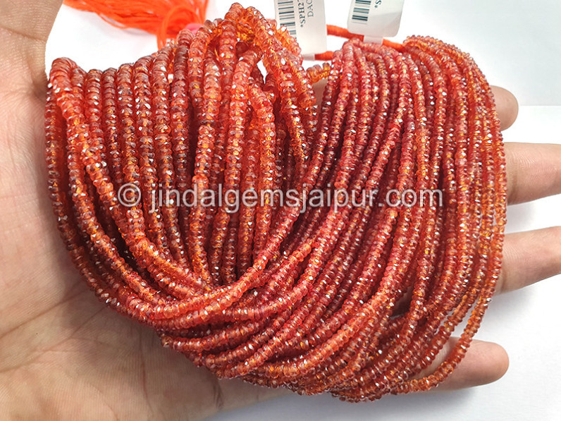 Orange Sapphire Faceted Tyre Shape Beads