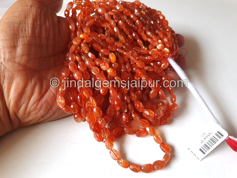 Sunstone Faceted Oval Shape Beads