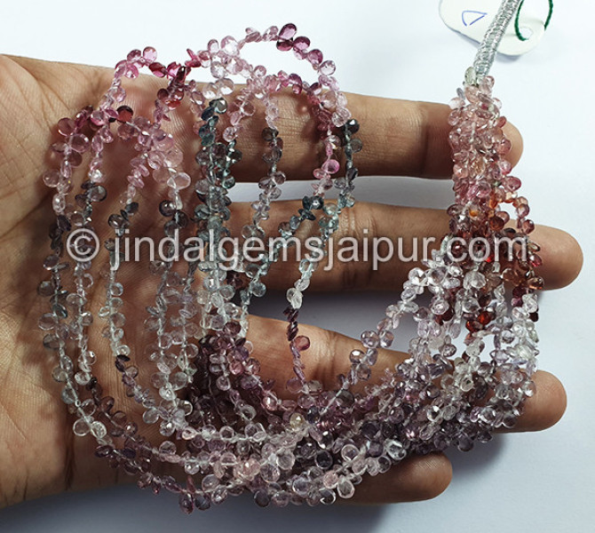 Multi Spinel Faceted Pear Shape Beads