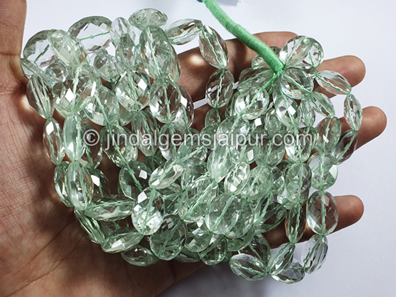 Green Amethyst Faceted Oval Shape Beads