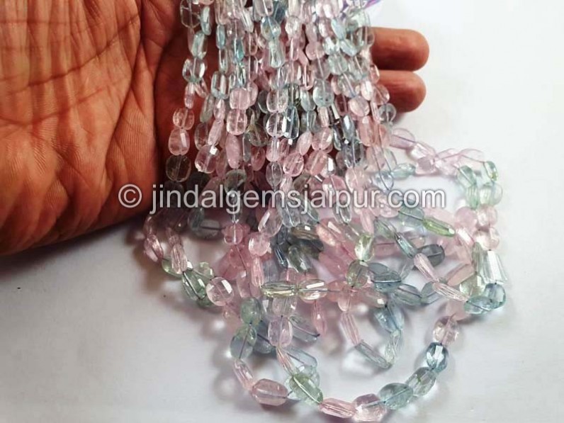 Multi Aquamarine Faceted Nugget Beads