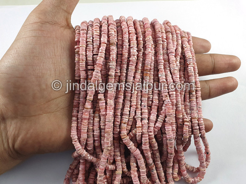 Rhodochrosite Faceted Tyre Shape Beads