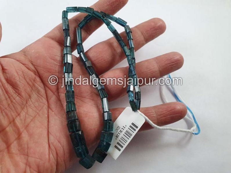 Blue Tourmaline Step Cut Pipe Beads