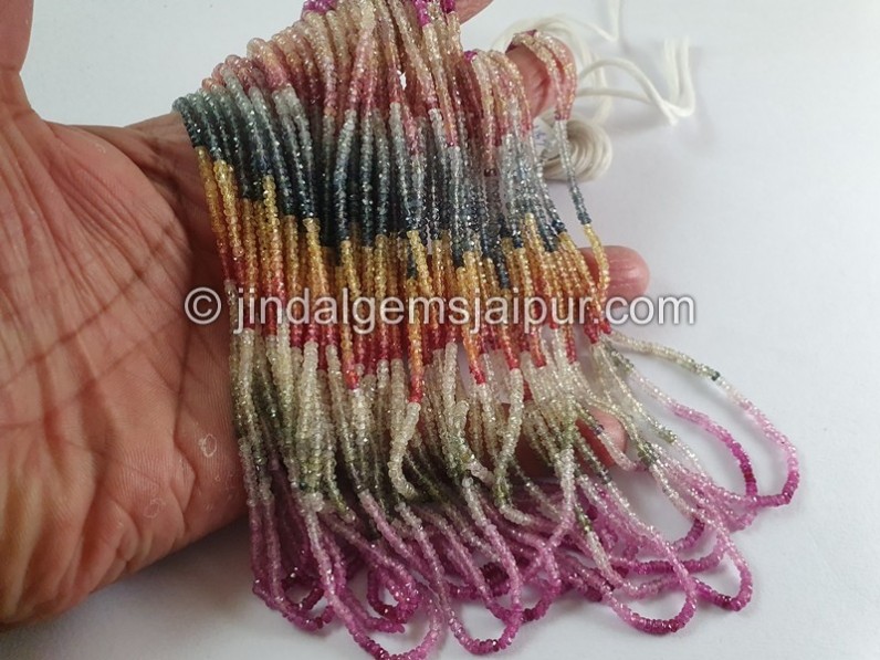 Multi Sapphire Faceted Roundelle Beads