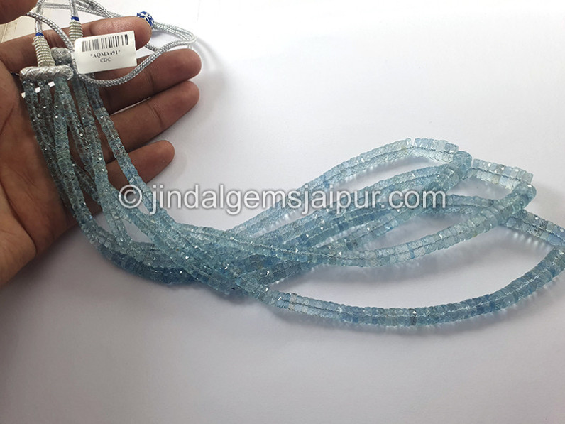 Aquamarine Faceted Tyre Shape Beads