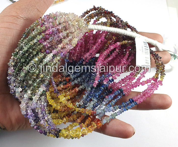 Multi Sapphire Smooth Chips Beads