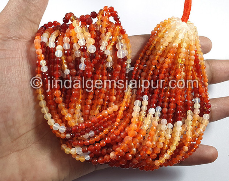 Fire Opal Faceted Round Balls Shape Small Beads