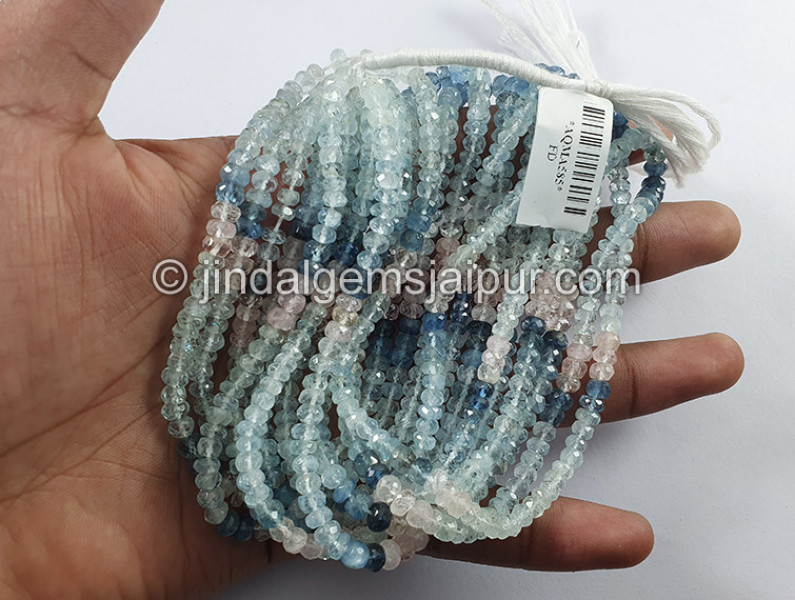 Multi Aquamarine Faceted Roundelle Shape Beads