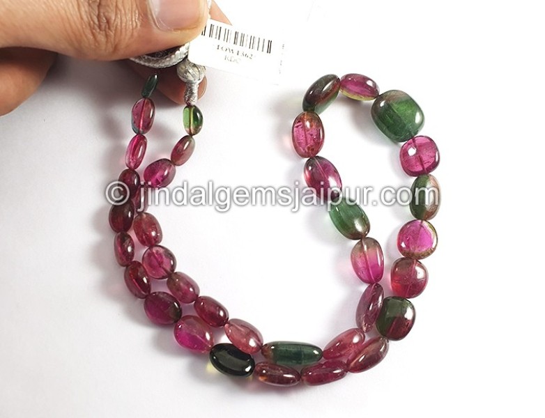 Bi Color Tourmaline Smooth Nuggets Shape Beads