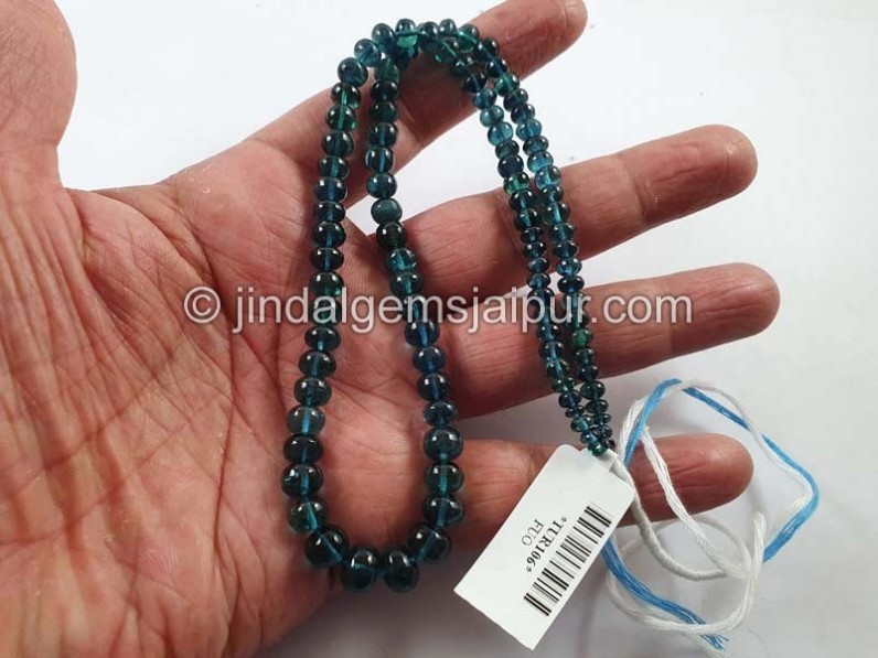 Indicolite Blue Tourmaline Smooth Roundelle Beads