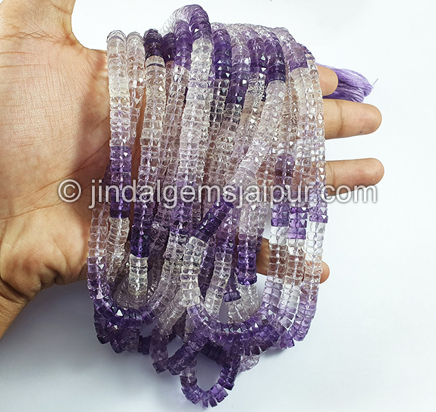Pink Amethyst Shaded Faceted Tyre Shape Beads