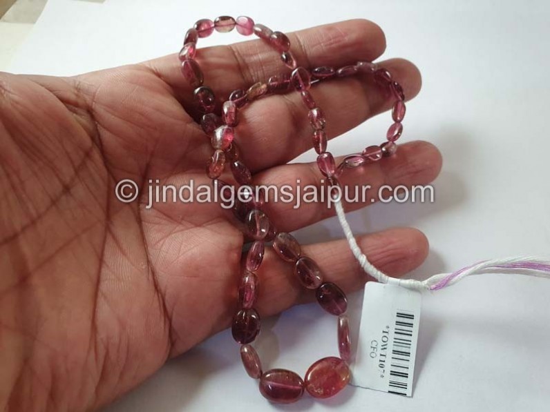 Pink Bi Color Tourmaline Smooth Oval Beads