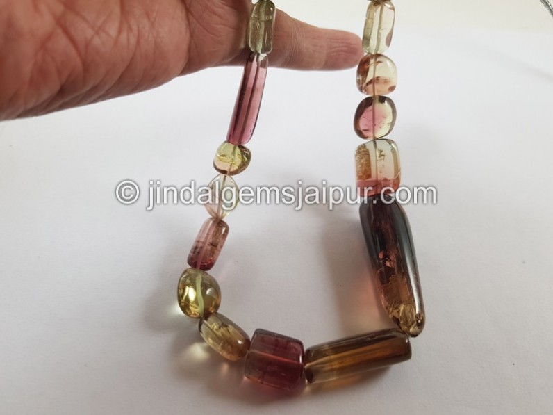 Bi Colour Tourmaline Smooth Nugget Beads