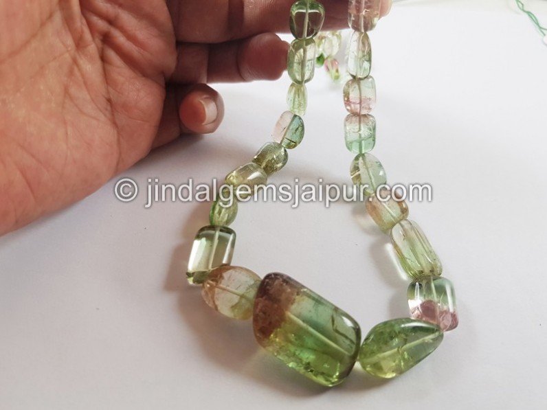 Bi Colour Tourmaline Smooth Nugget Beads