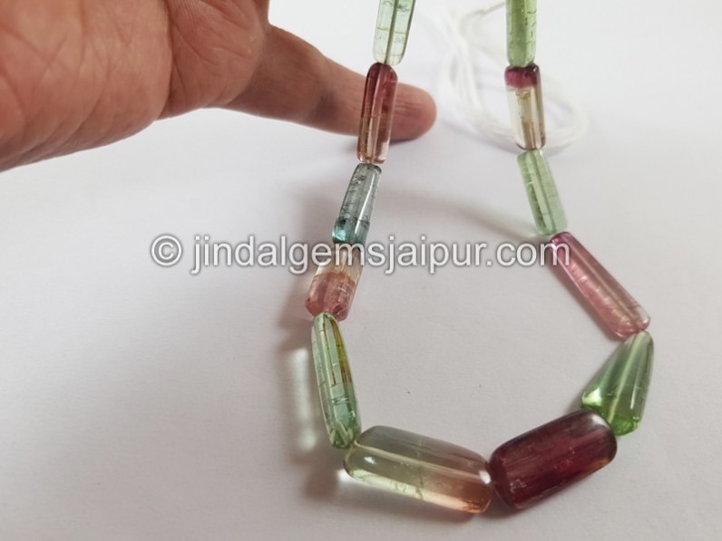 Bi Colour Tourmaline Smooth Nugget Beads