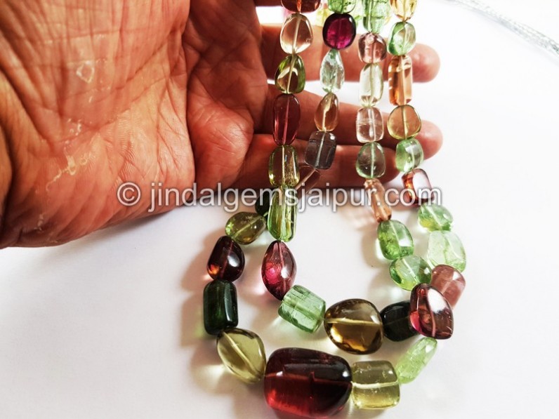 Multi Colour Tourmaline Smooth Nugget Beads