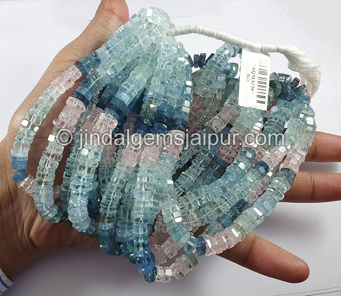 Multi Aquamarine Step Cut Bolt Shape Beads