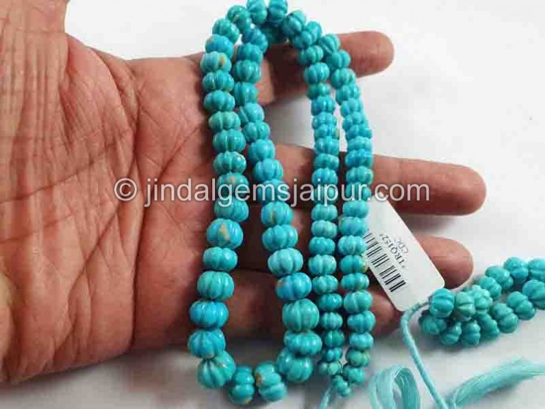 Natural Arizona Turquoise Carved Pumpkins Beads