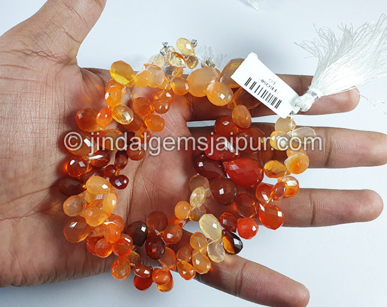 Fire Opal Faceted Pear Shape Big Beads