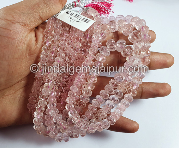Morganite Carved Pumpkin Shape Beads