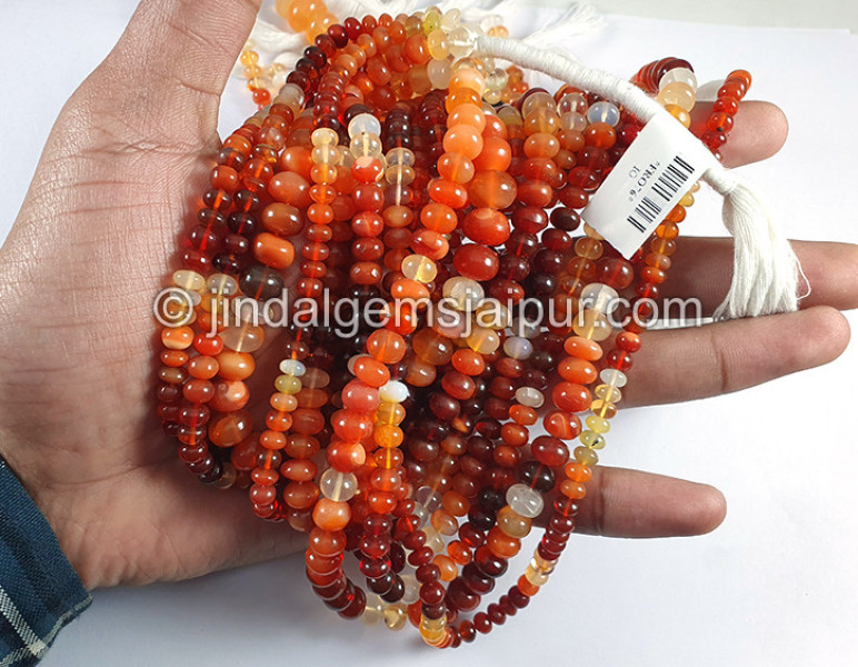 Fire Opal Smooth Roundelle Shape Beads