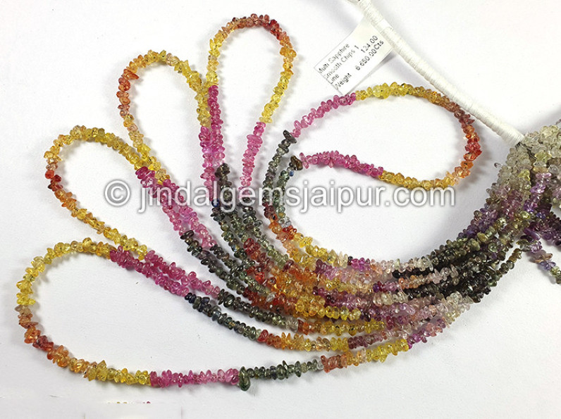 Multi Sapphire Smooth Chips Beads