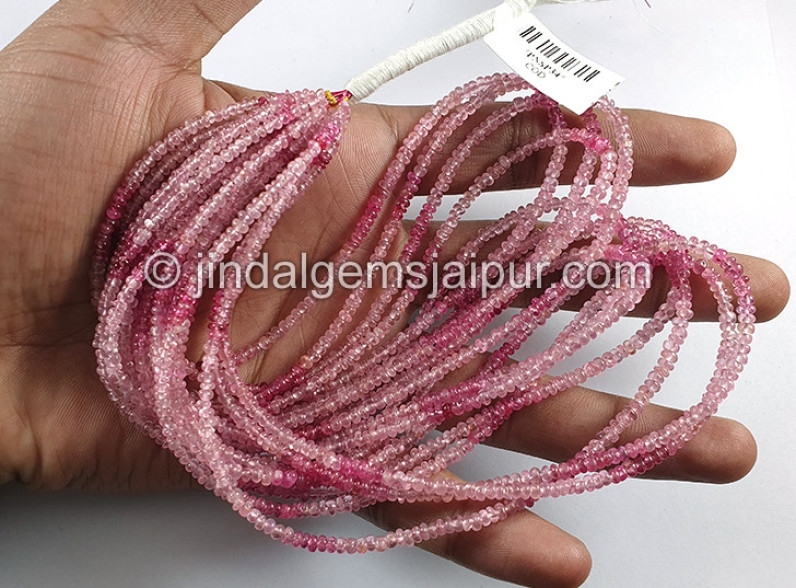Pink Spinel Shaded Smooth Roundelle Shape Beads
