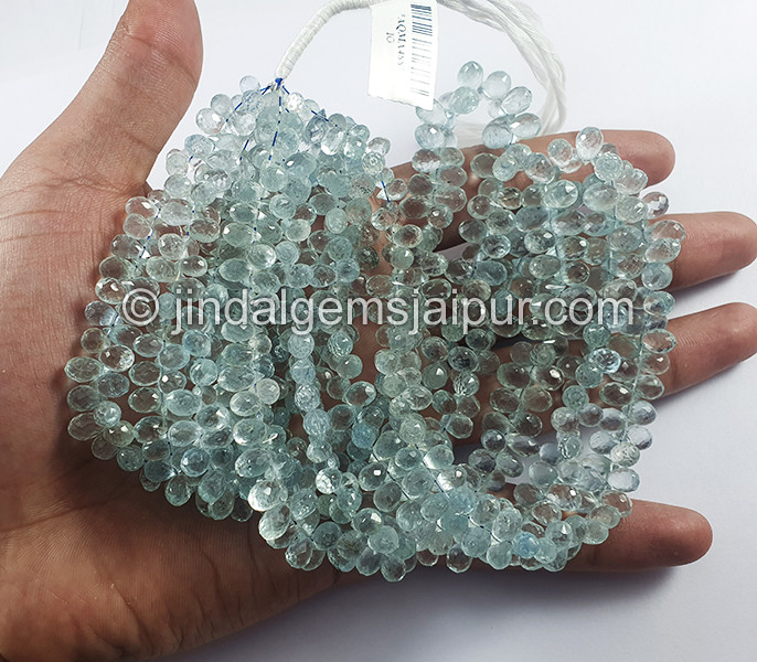 Aquamarine Faceted Drops Shape Beads