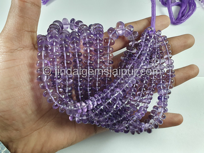 Pink Amethyst Smooth Roundelle Shape Beads