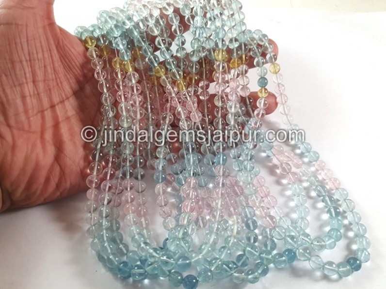 Multi Aquamarine Smooth Balls Beads -- AQMA233